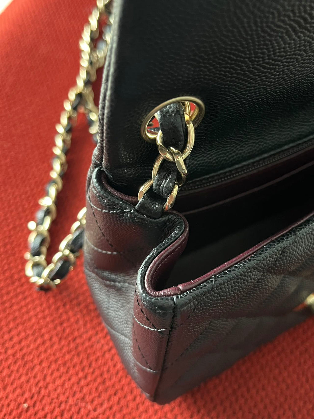 Chanel mini square flap bag caviar leather
