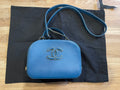 chanel small blue bag gold hardware