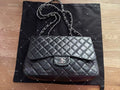 Chanel Timeless Classic single flap jumbo lambskin black silver hardware ID Card