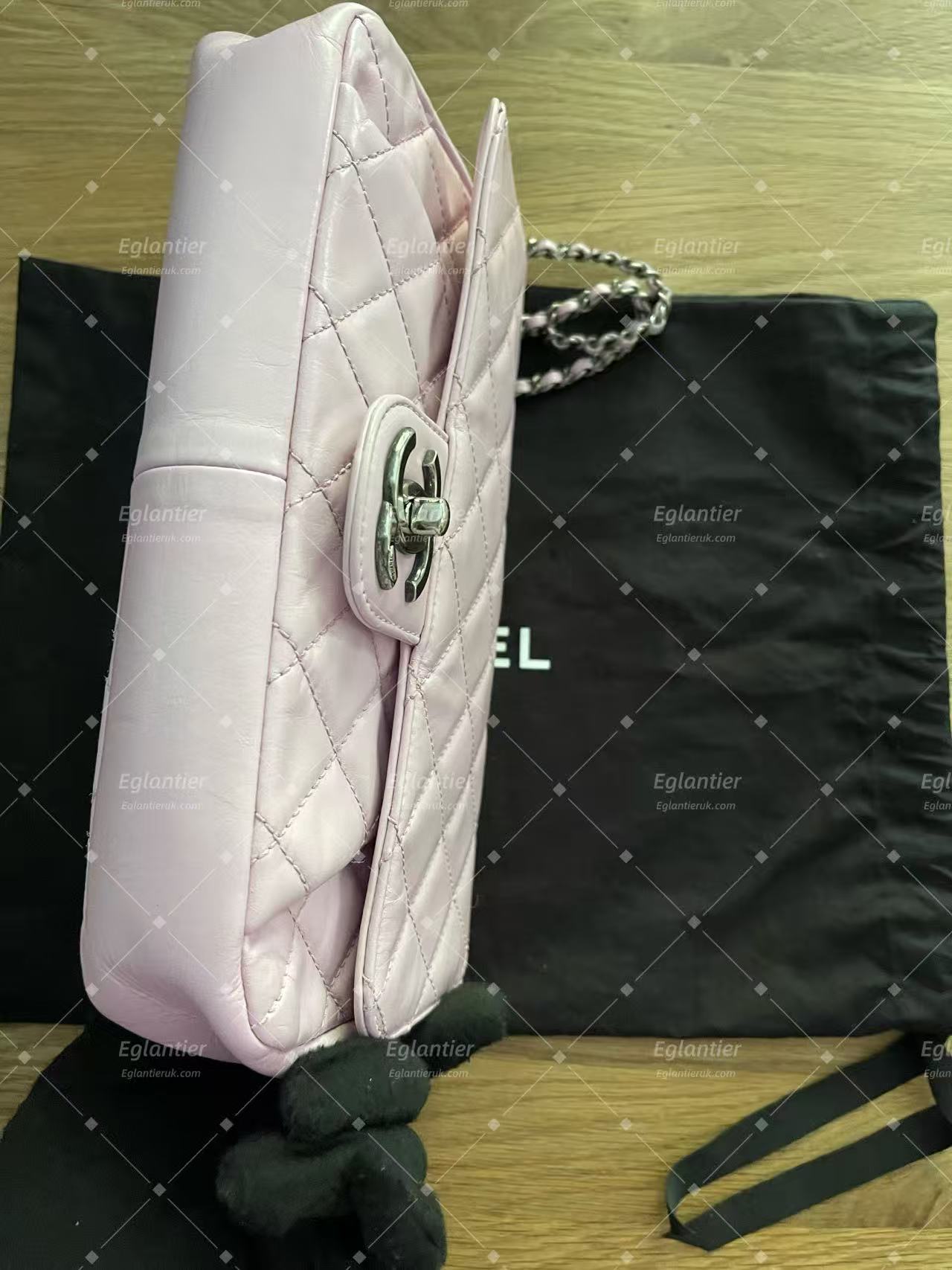 chanel flap bag  medium pink lambskin silver hardware