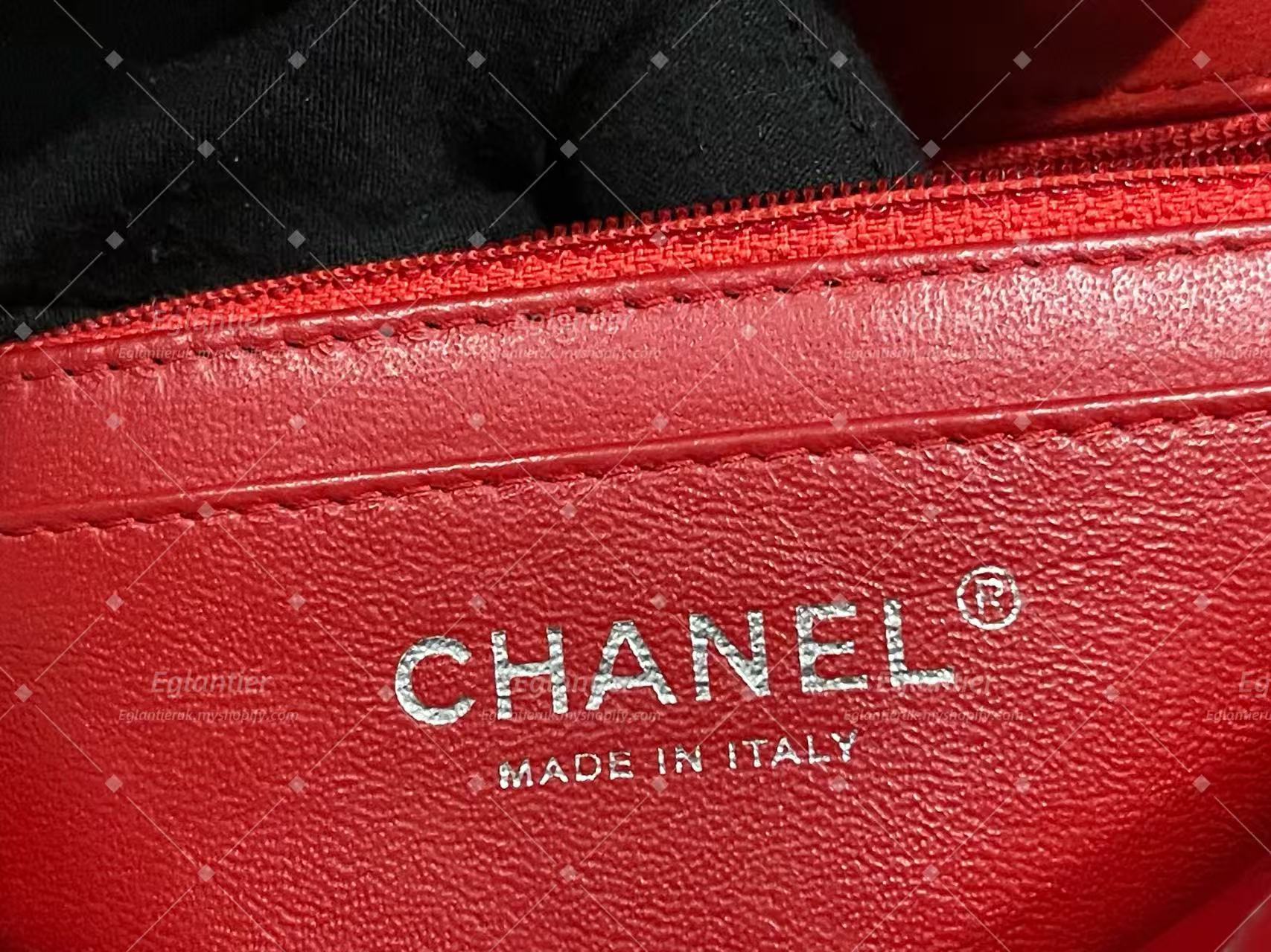 Chanel Timeless Classic flap mini rectangle lambskin red