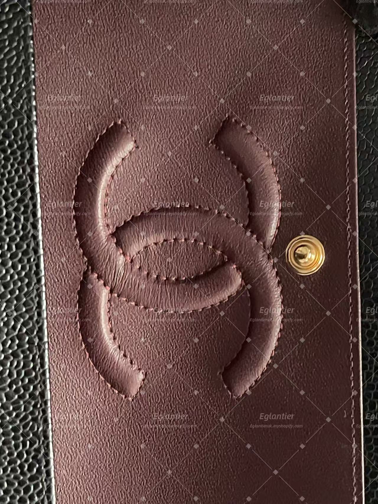 Chanel Timeless Classic double flap black medium caviar gold hardware microchip