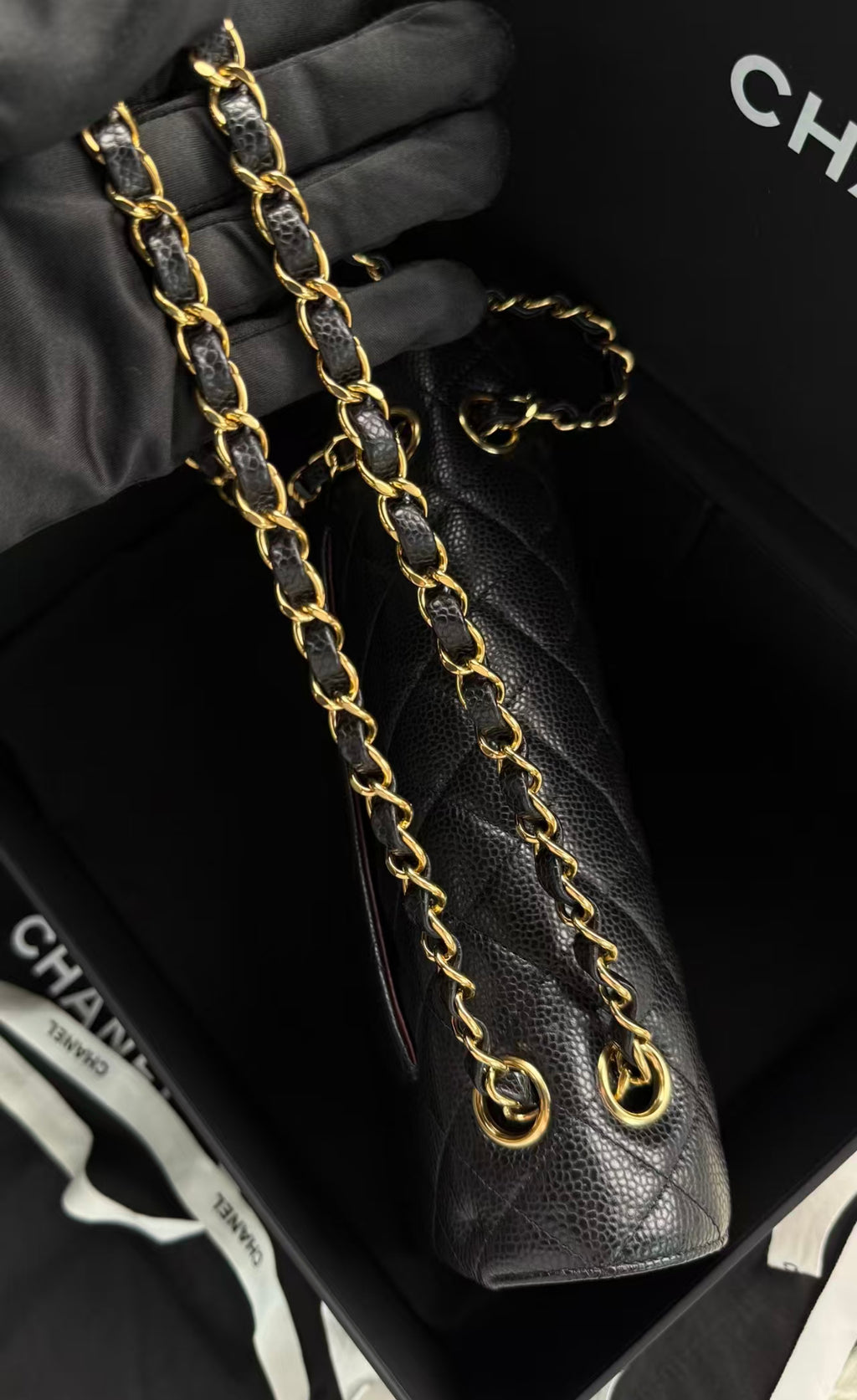 Chanel Timeless Classic Double Flap | Medium | Black Caviar | Gold Hardware | Microchip | Pre-Owned