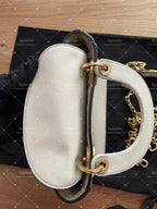 Lady dior min white calfskin with chain gold hardware