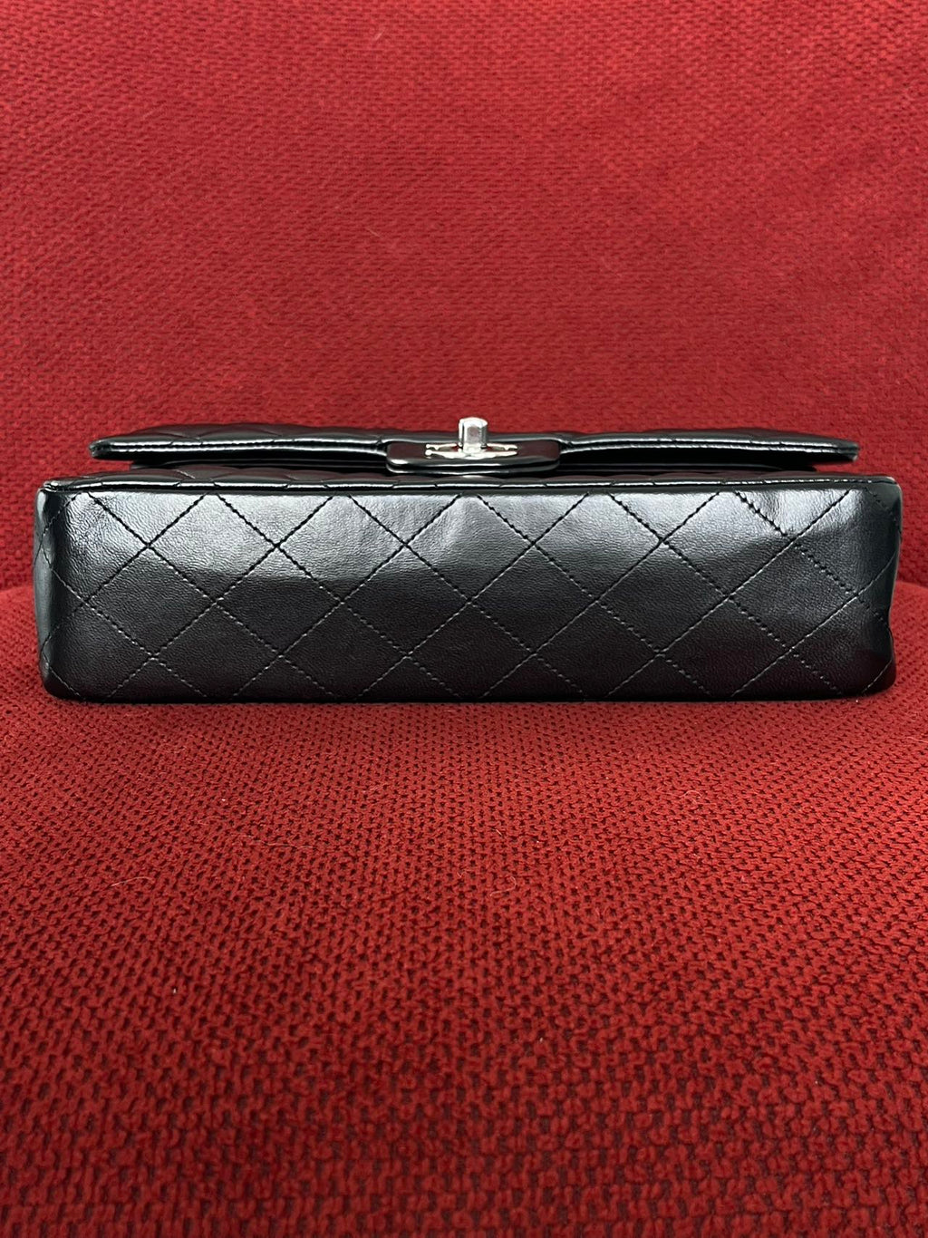 Chanel  Classic double flap bag lambskin black medium silver hardware