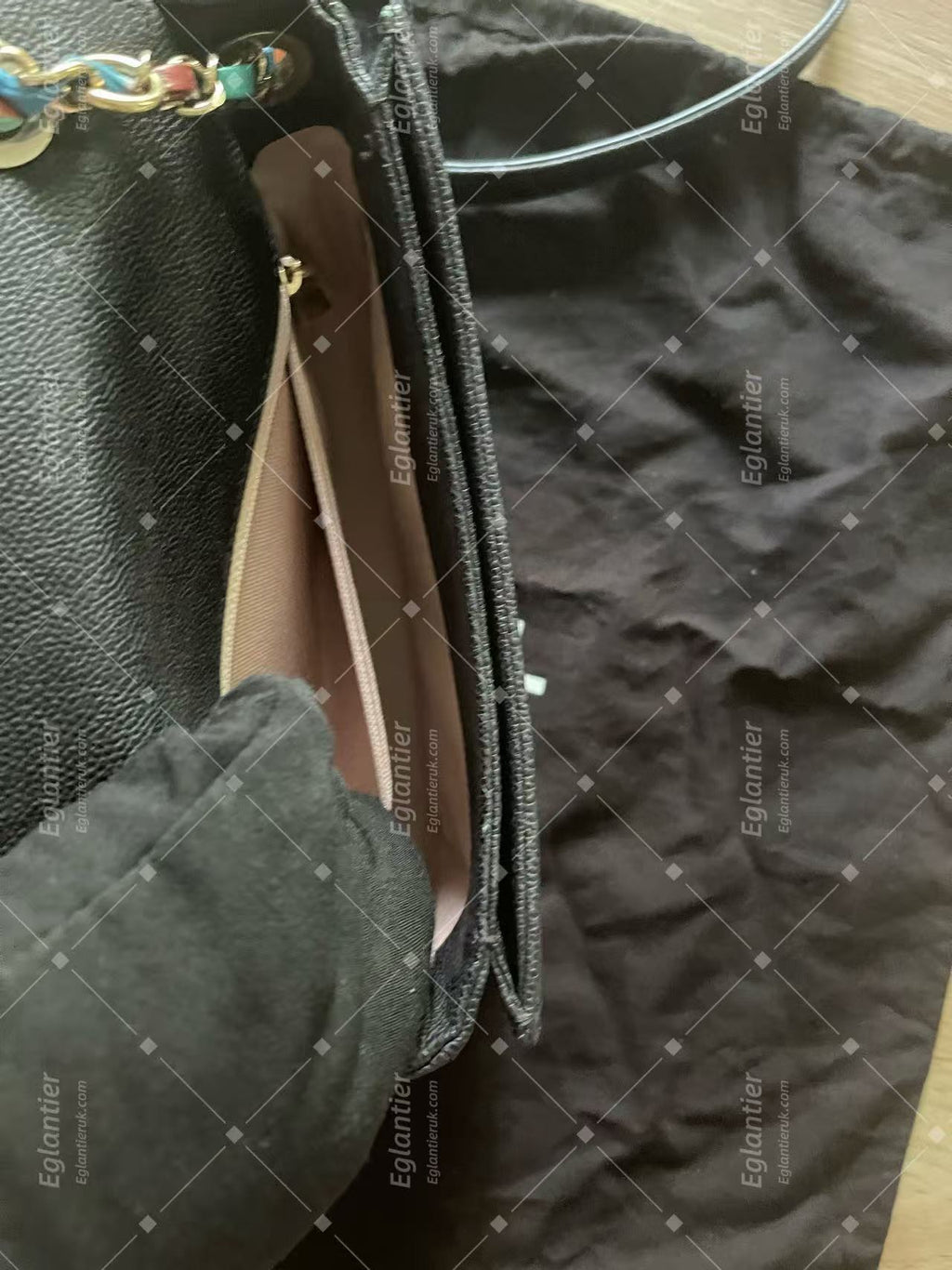 chanel small black flap bag with ID card gold hardware