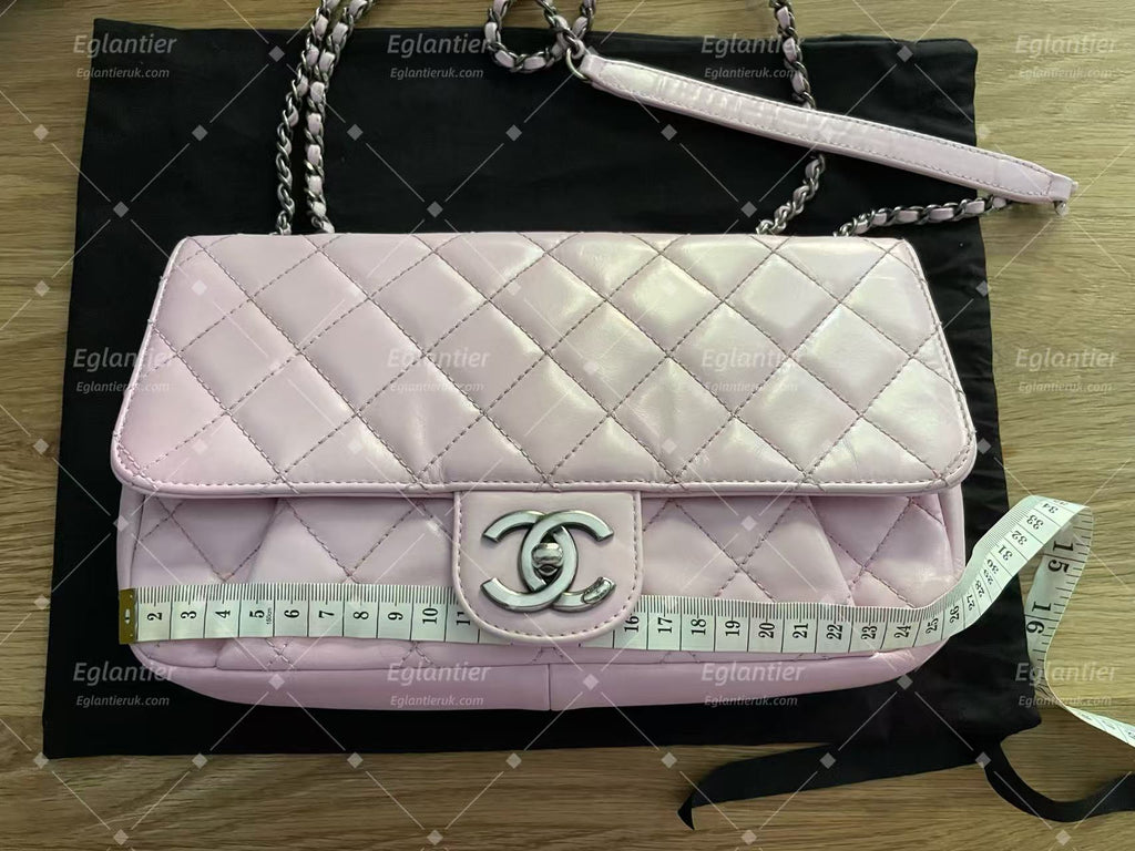 chanel flap bag  medium pink lambskin silver hardware