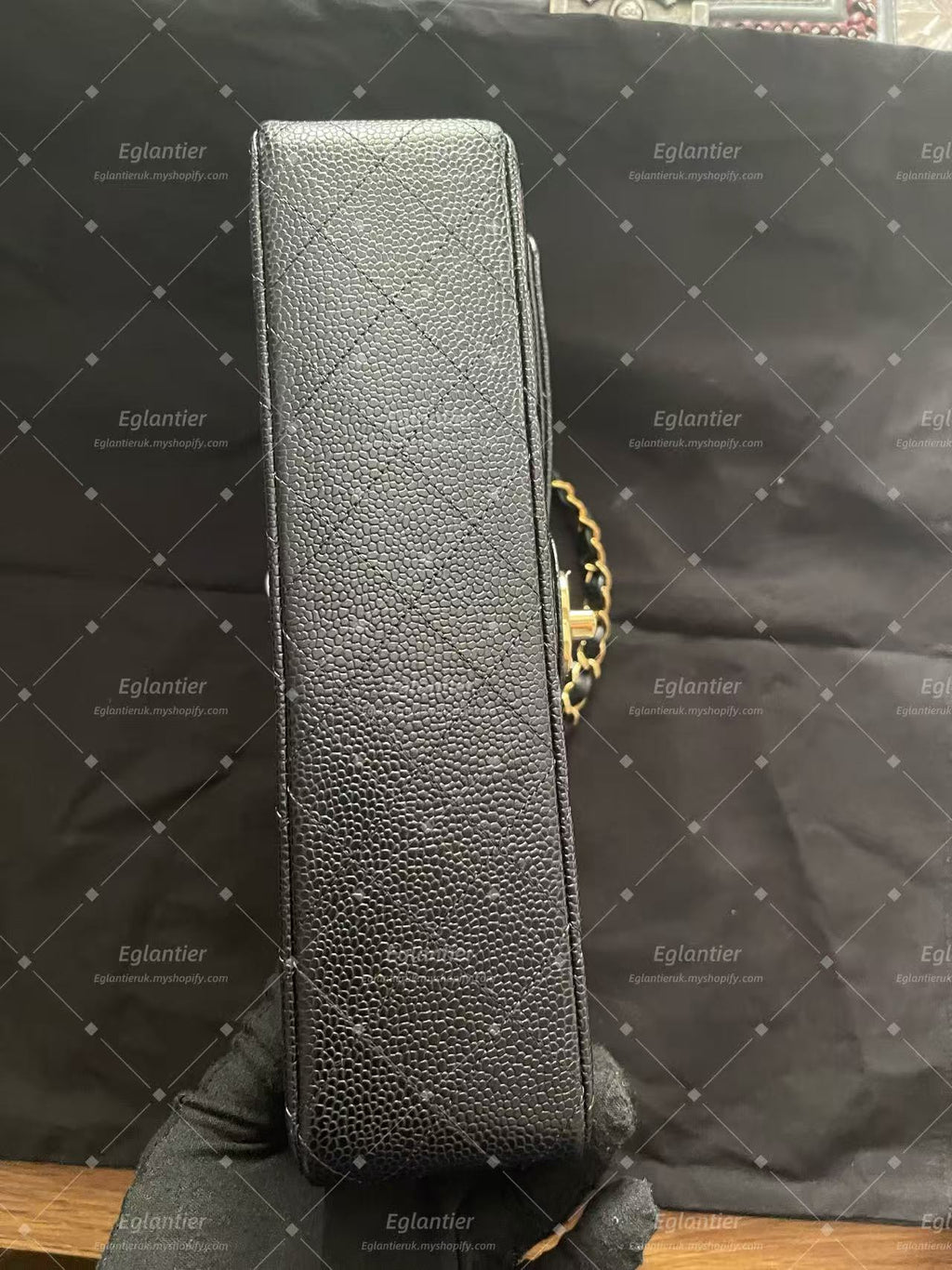 Chanel Timeless Classic double flap black medium caviar gold hardware microchip