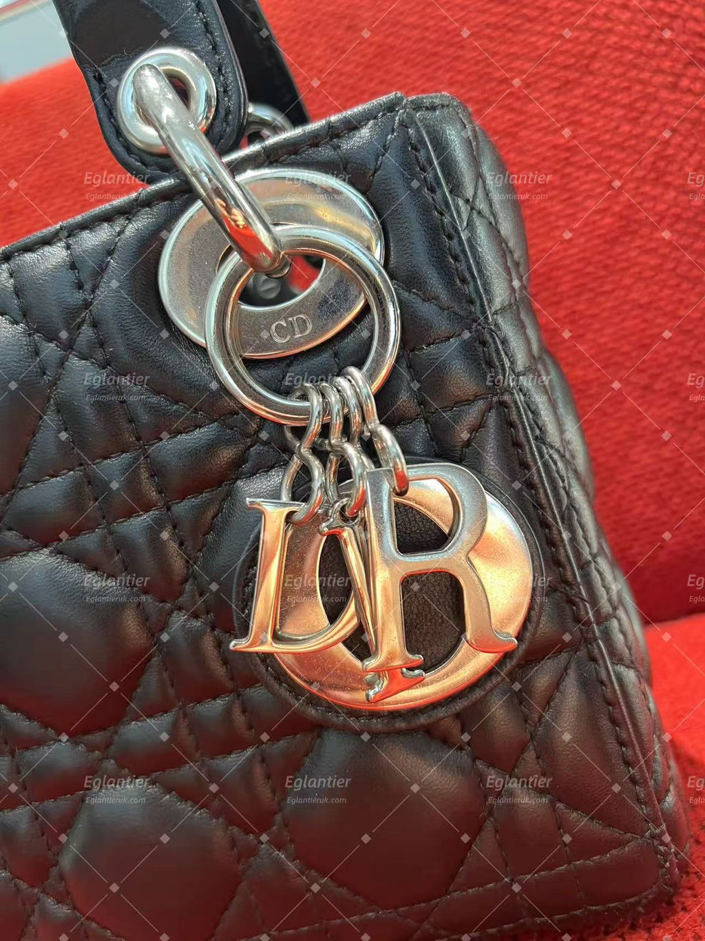 lady dior mini black lambskin silver hardware