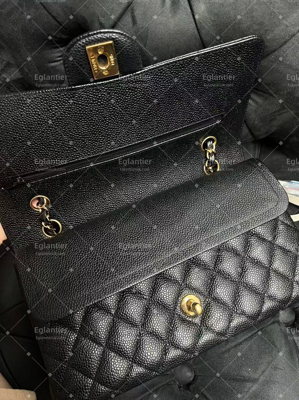 Chanel Timeless Classic Double Flap | Medium | Black Caviar | Gold Hardware | Pre-Owned| ID CARD