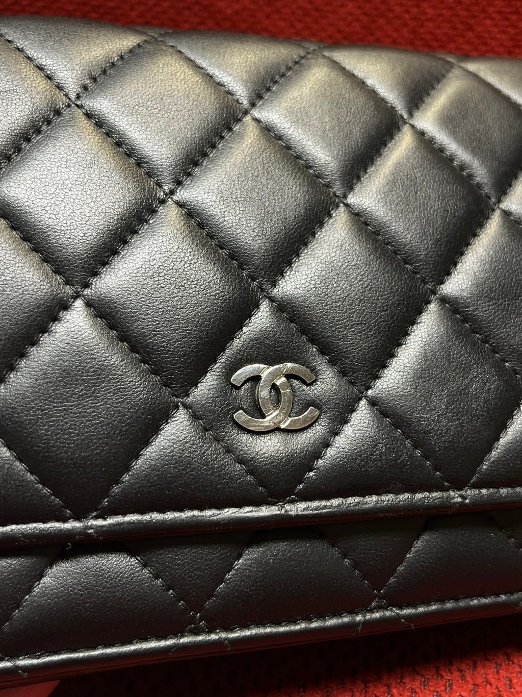 Chanel Timeless Wallet On Chain WOC lambskin silver hardware