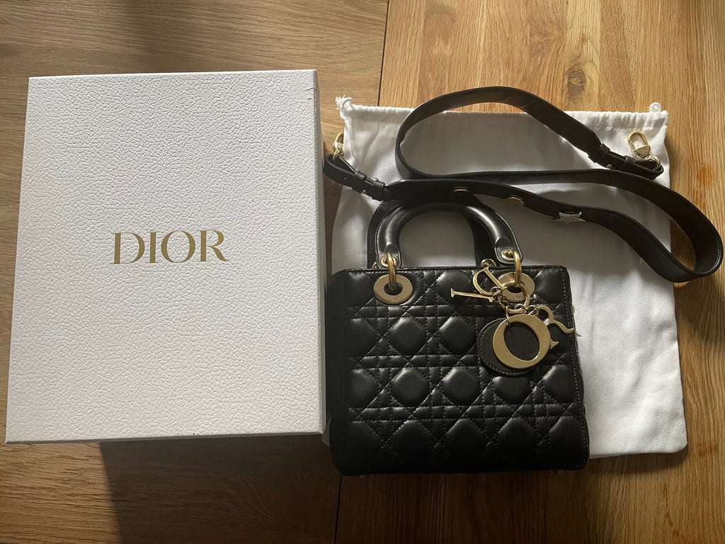 lady dior small black lambskin silver hardware