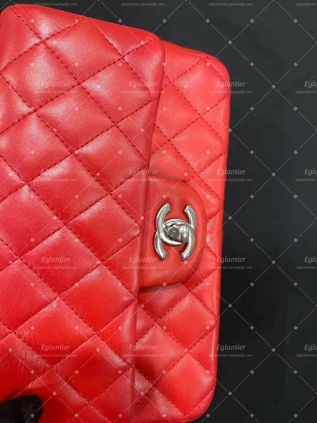 Chanel Timeless Classic flap mini rectangle lambskin red