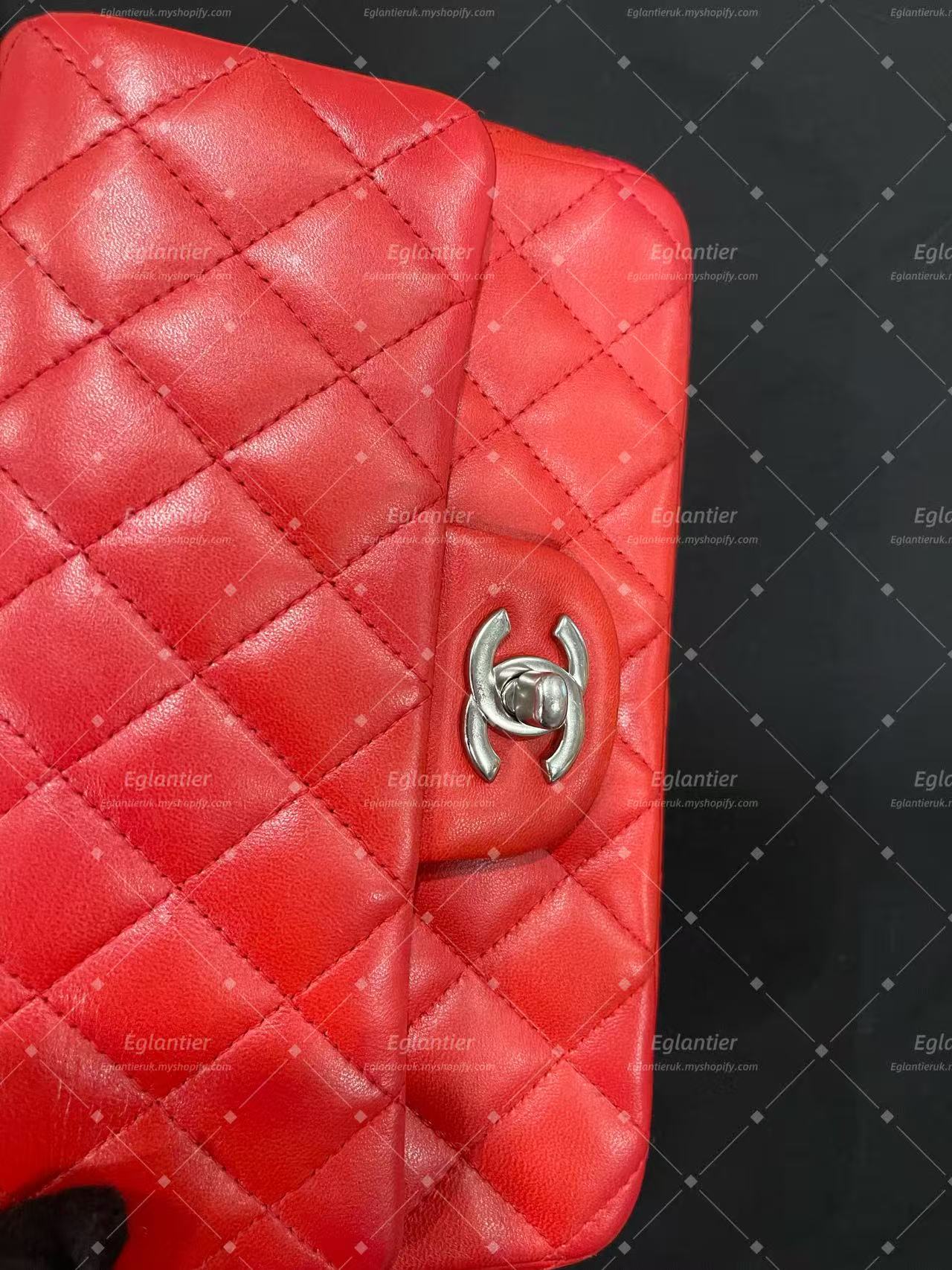 Chanel Timeless Classic flap mini rectangle lambskin red