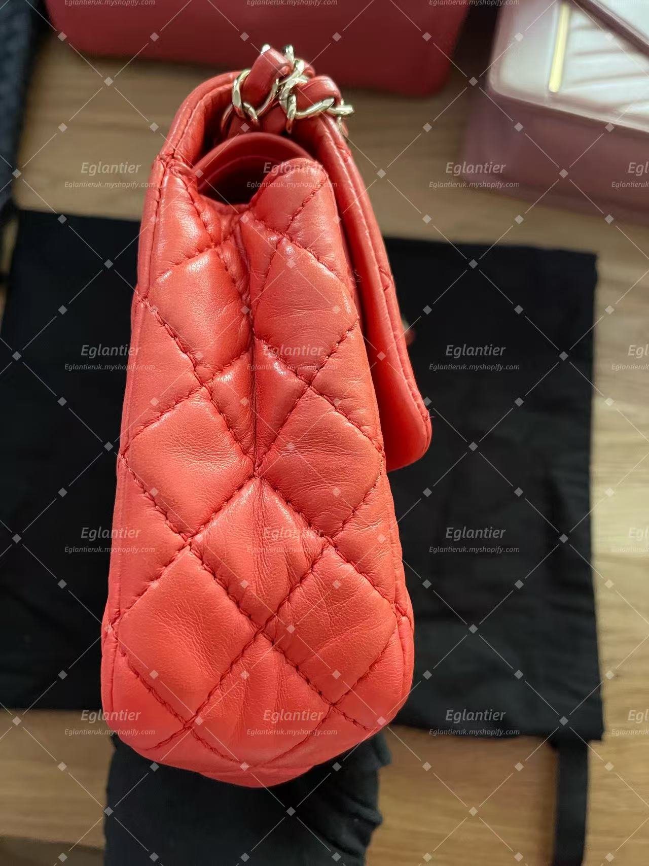 Chanel Timeless Classic double flap bag red silver hardware