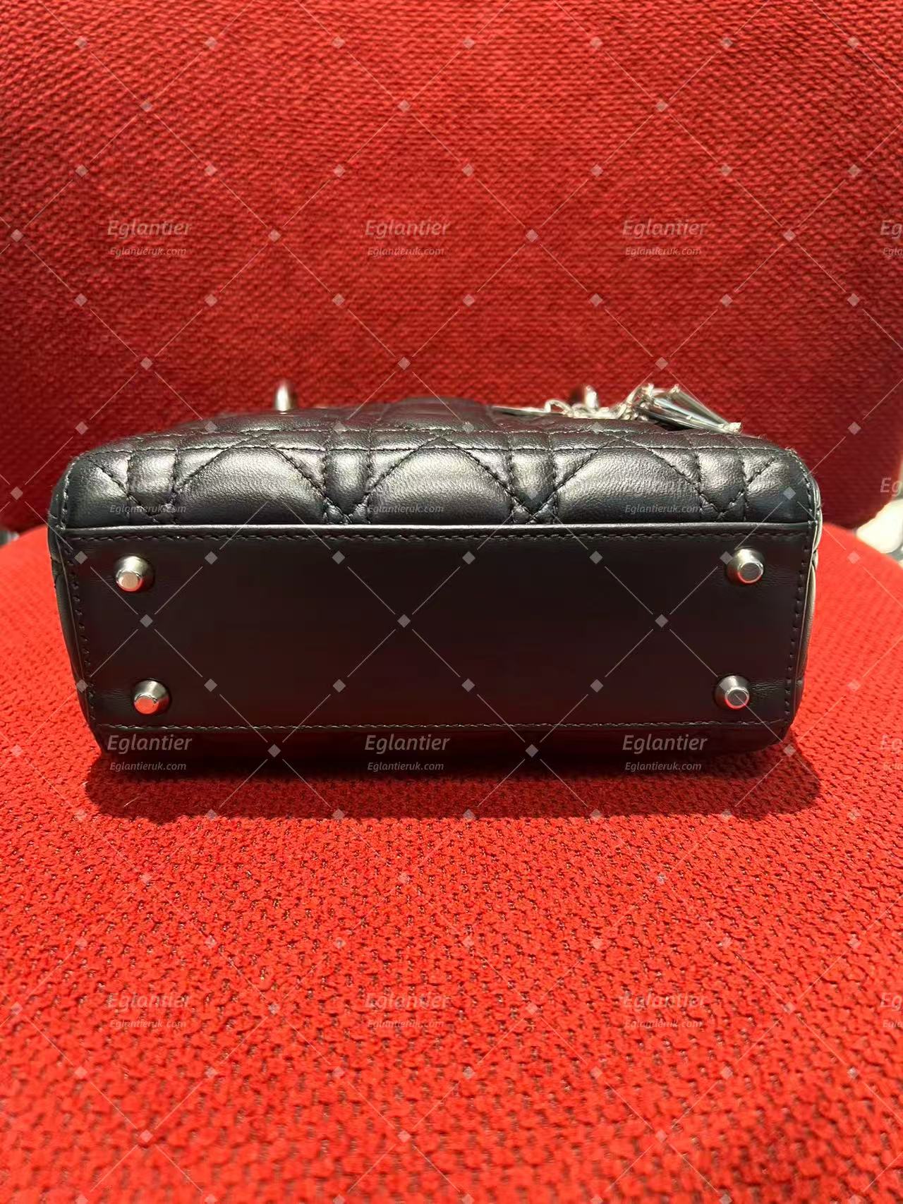 lady dior mini black lambskin silver hardware
