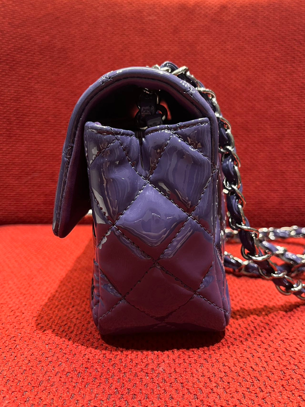 Chanel Timeless Classic flap mini rectangle patent purple