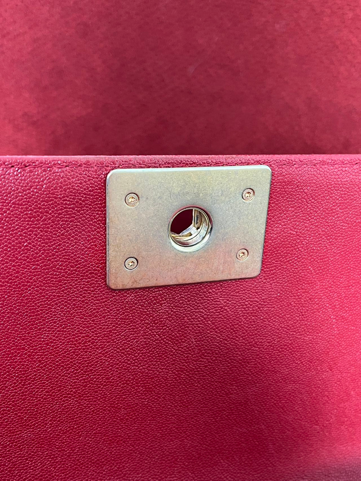 Chanel leboy small red caviar leather gold hardware