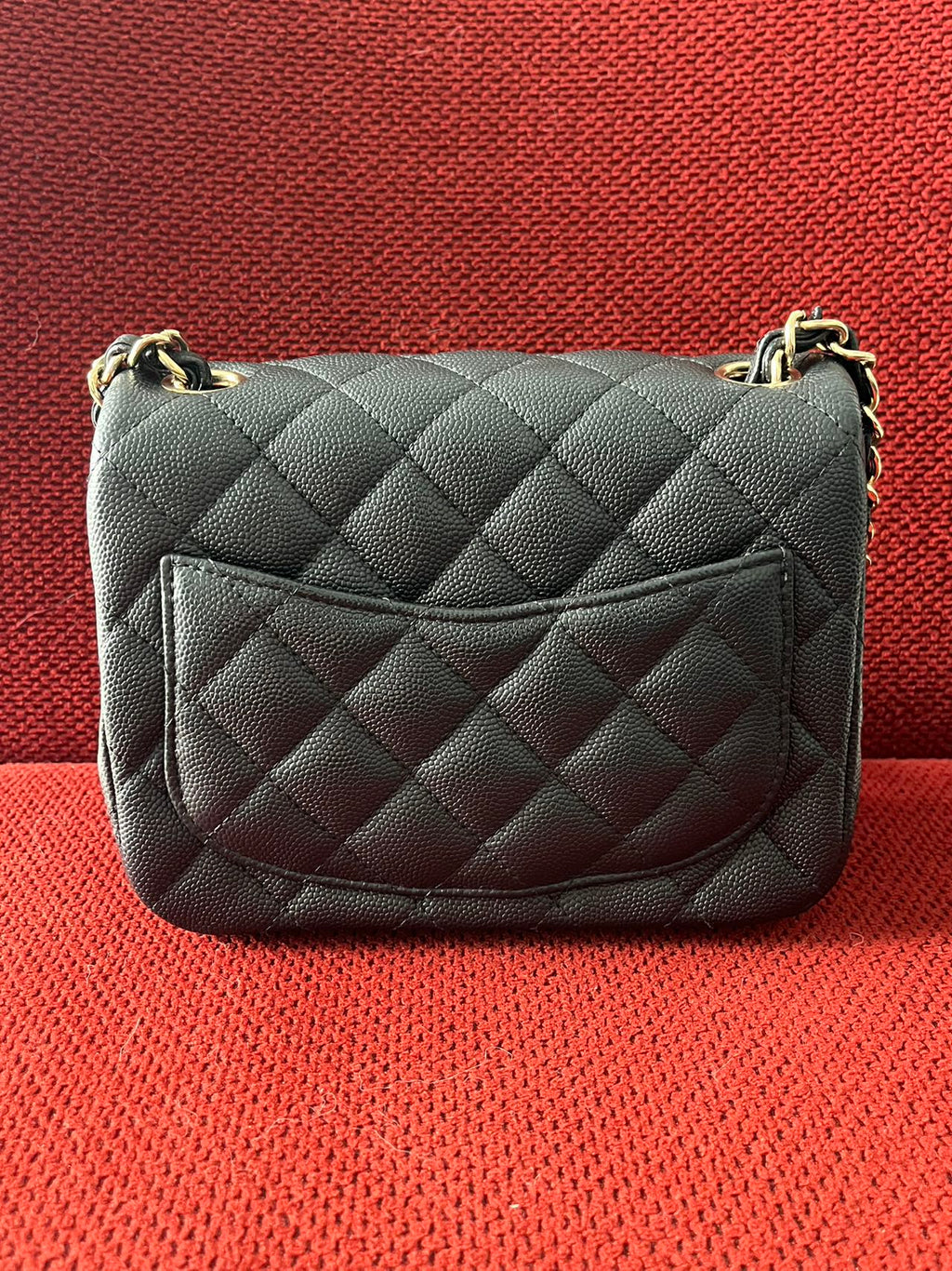 Chanel mini square flap bag caviar leather