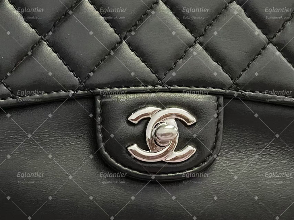 chanel black flap bag lambskin silver hardware