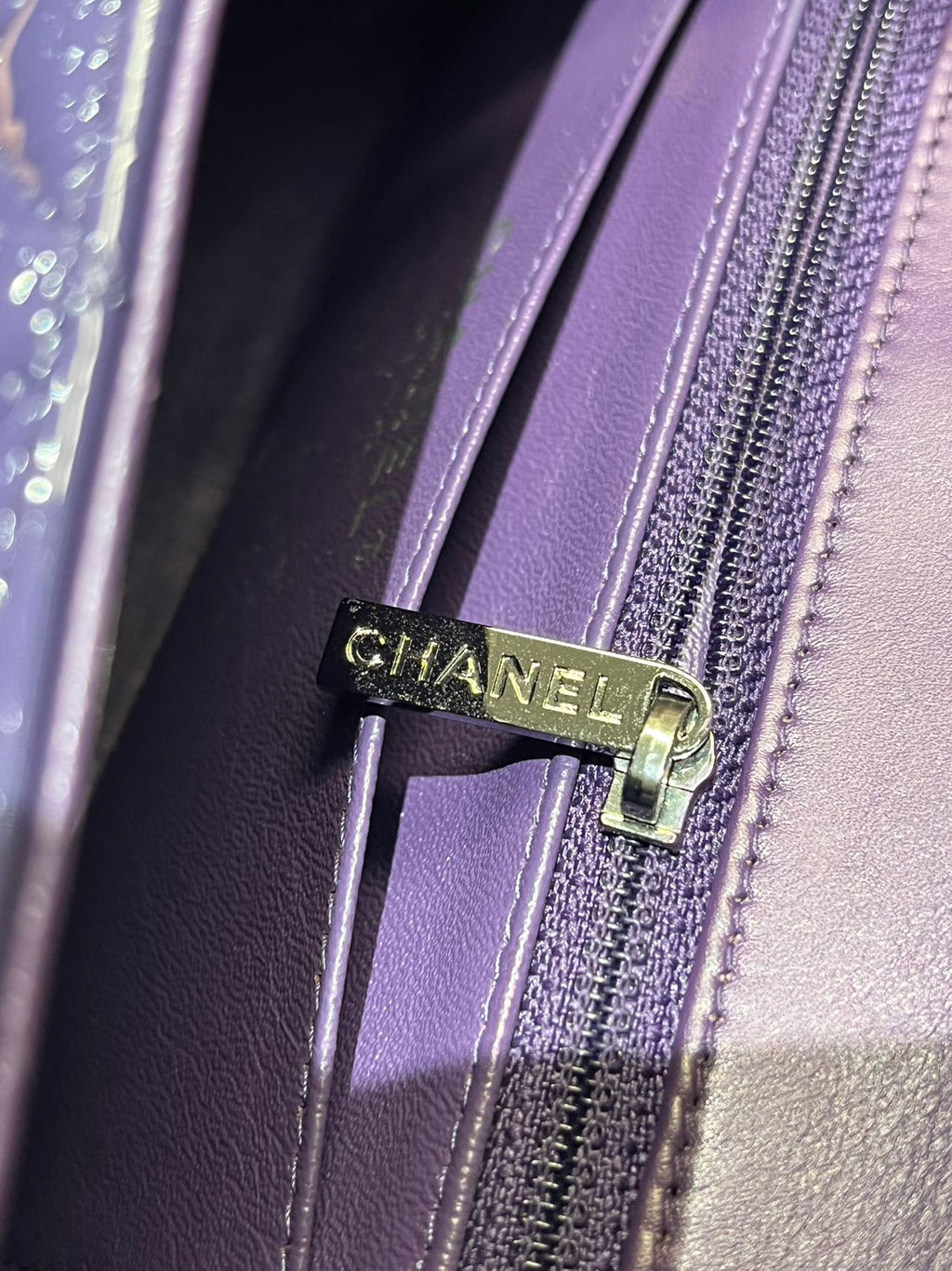 Chanel Timeless Classic flap mini rectangle patent purple