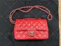 Chanel Timeless Classic flap mini rectangle lambskin red