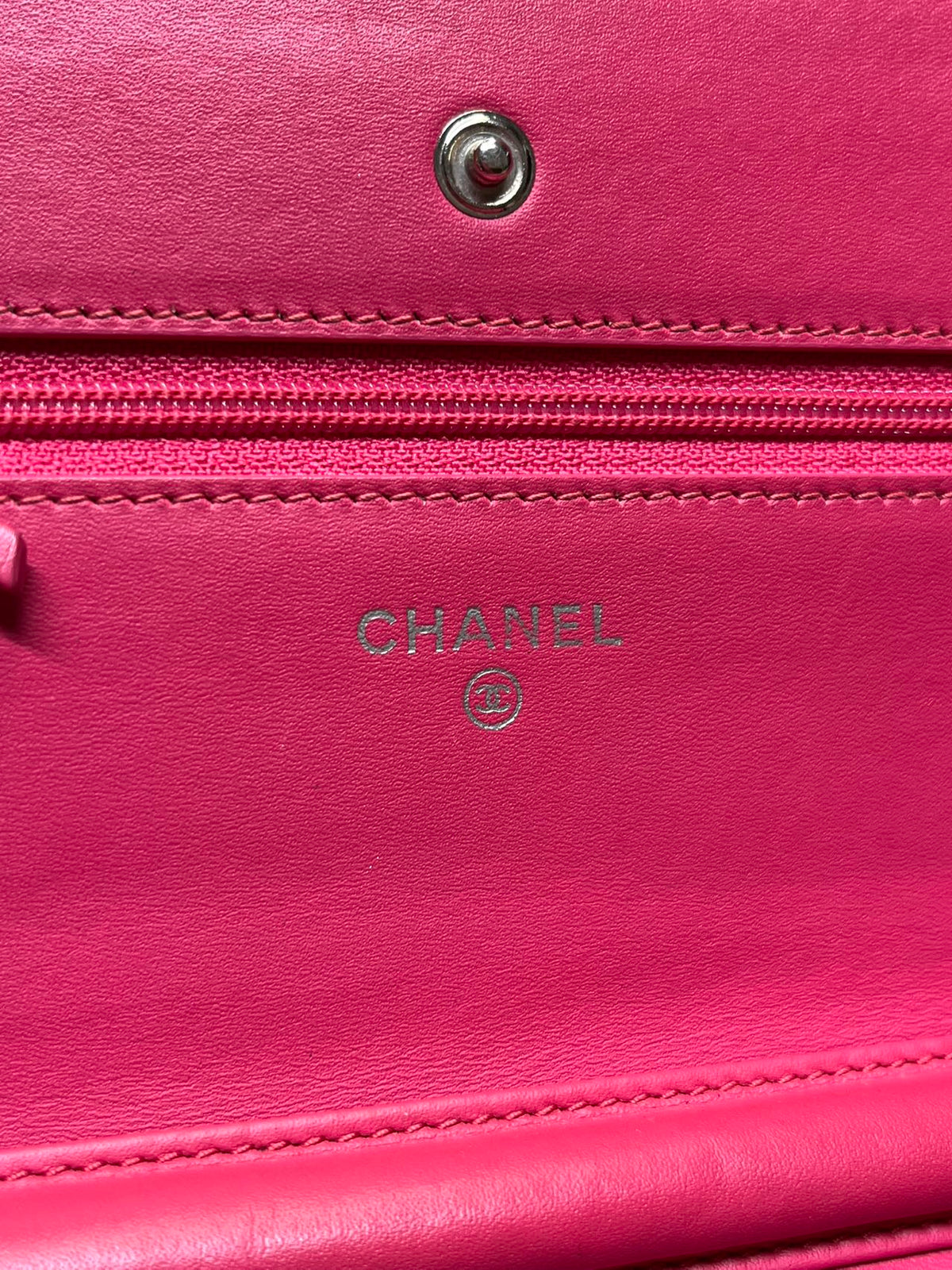 Chanel Timeless Wallet On Chain WOC pink patent leather