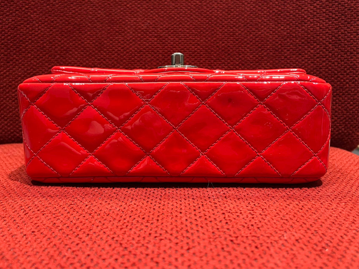 Chanel Timeless Classic flap mini rectangle patent red