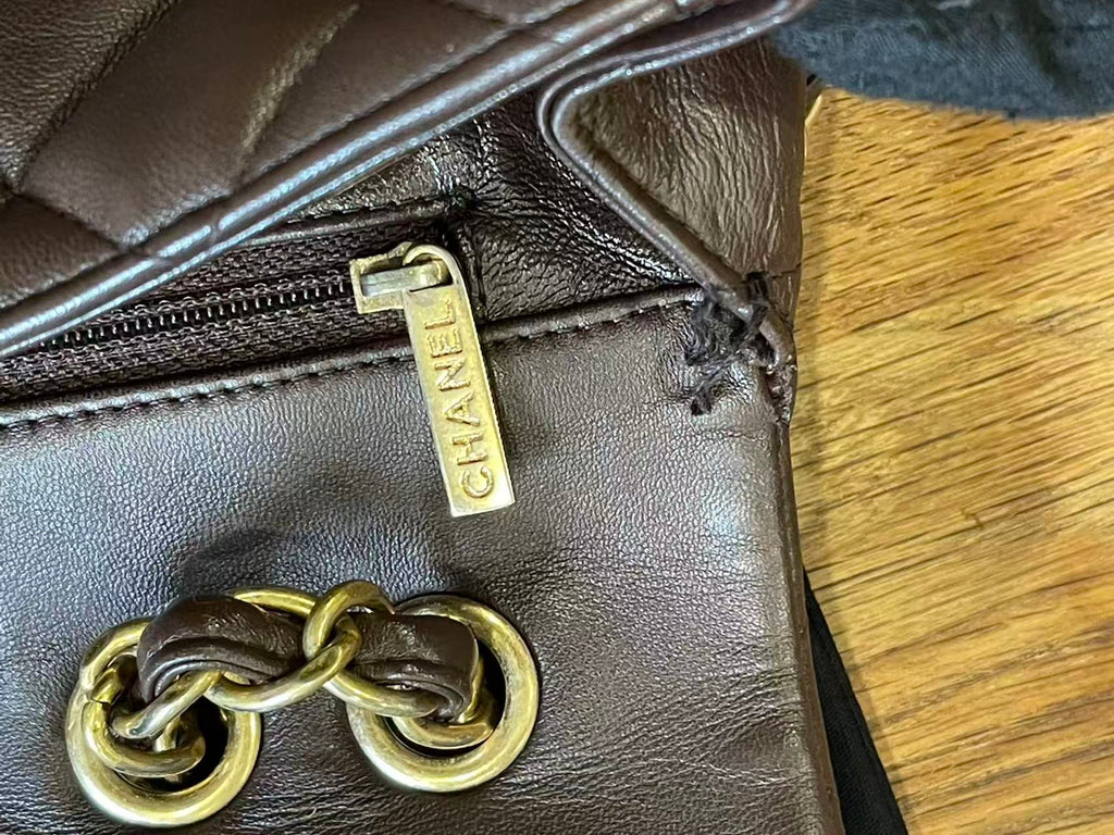 Chanel single flap bag Chocolate jumbo gold hardware lambskin