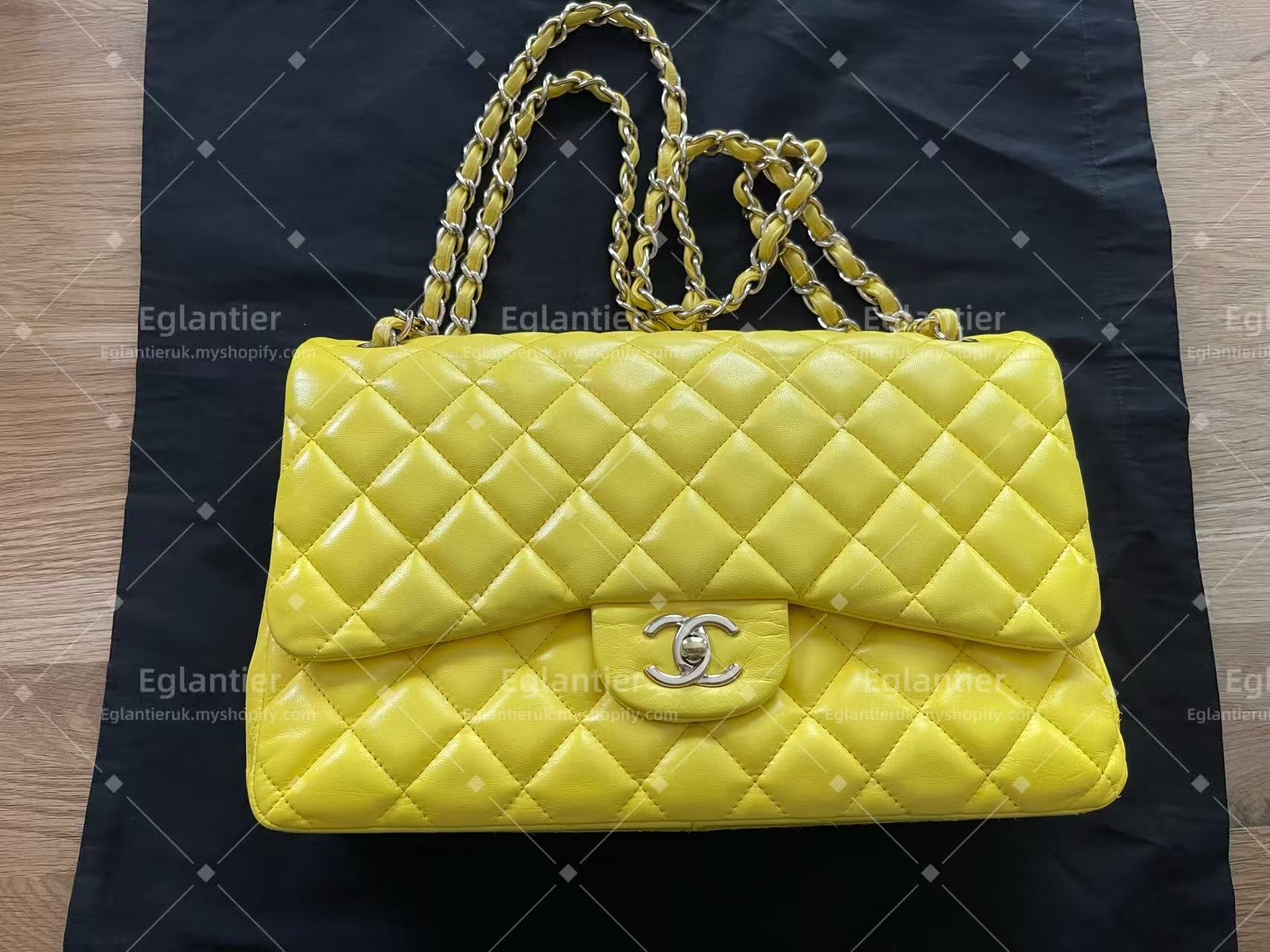 Chanel Timeless Classic double flap jumbo lambskin gold harware yellow