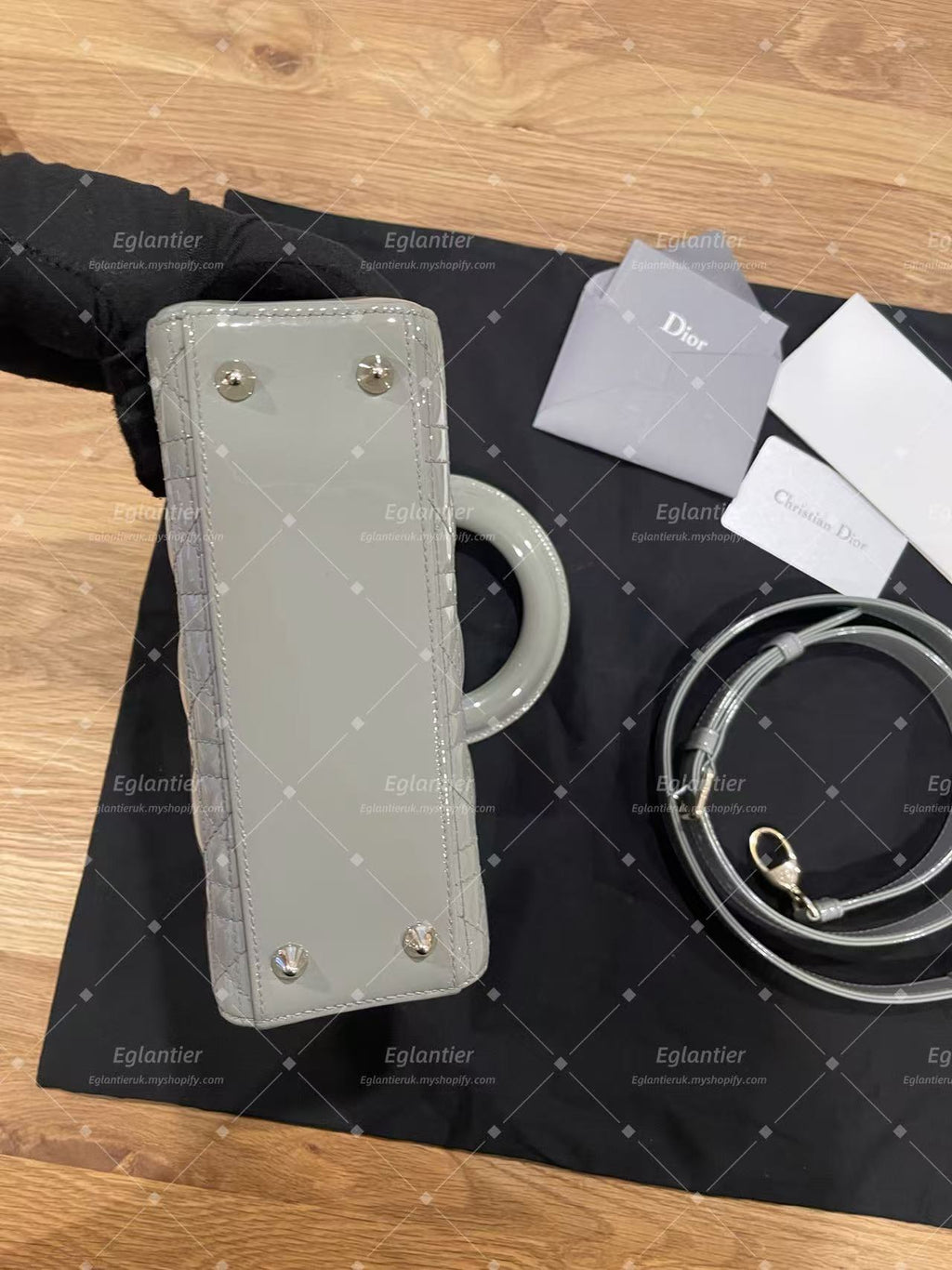 lady dior small gray patent