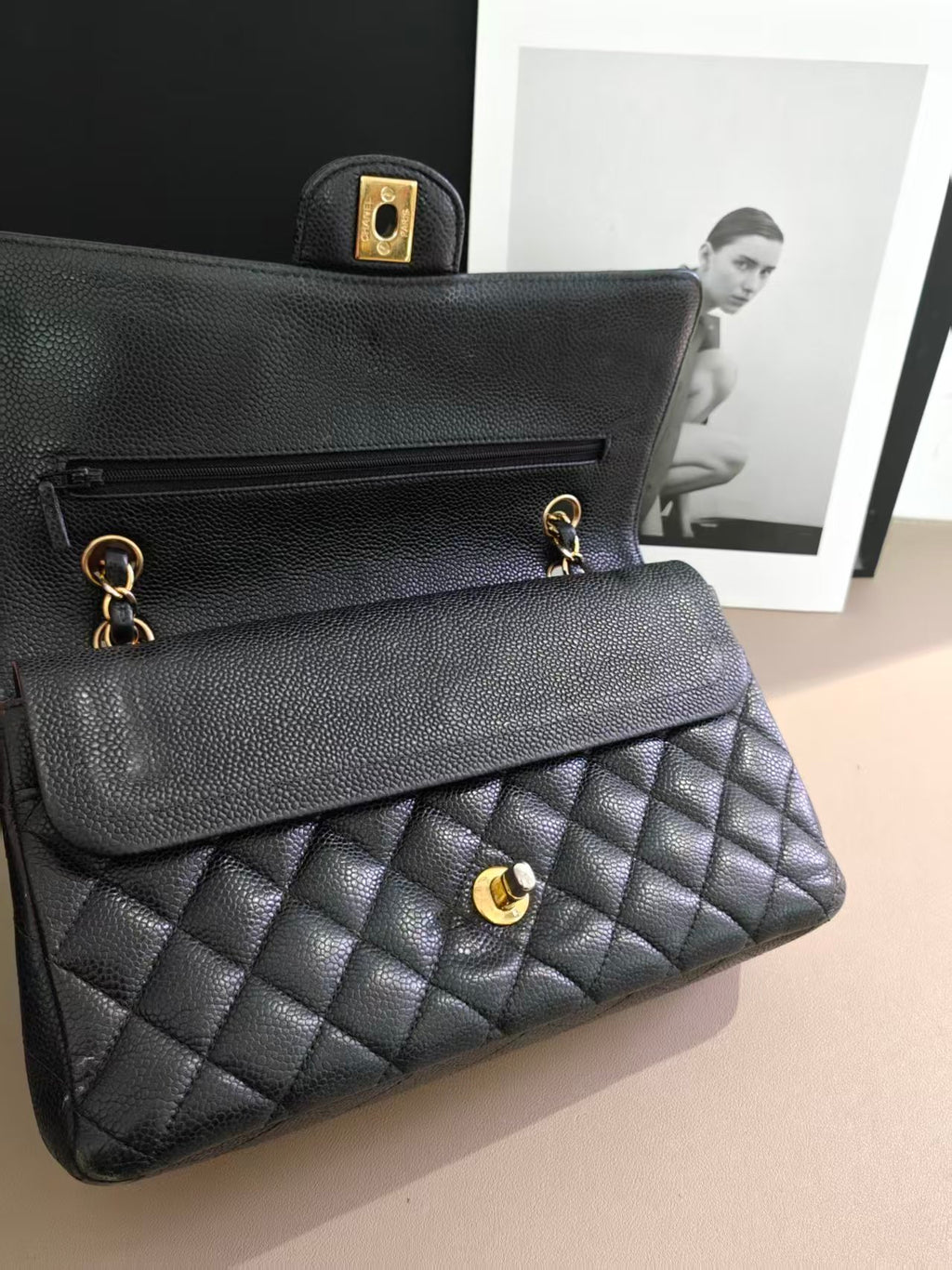 Chanel Timeless Classic Double Flap | Medium | Black Caviar | Gold Hardware | Pre-Owned |