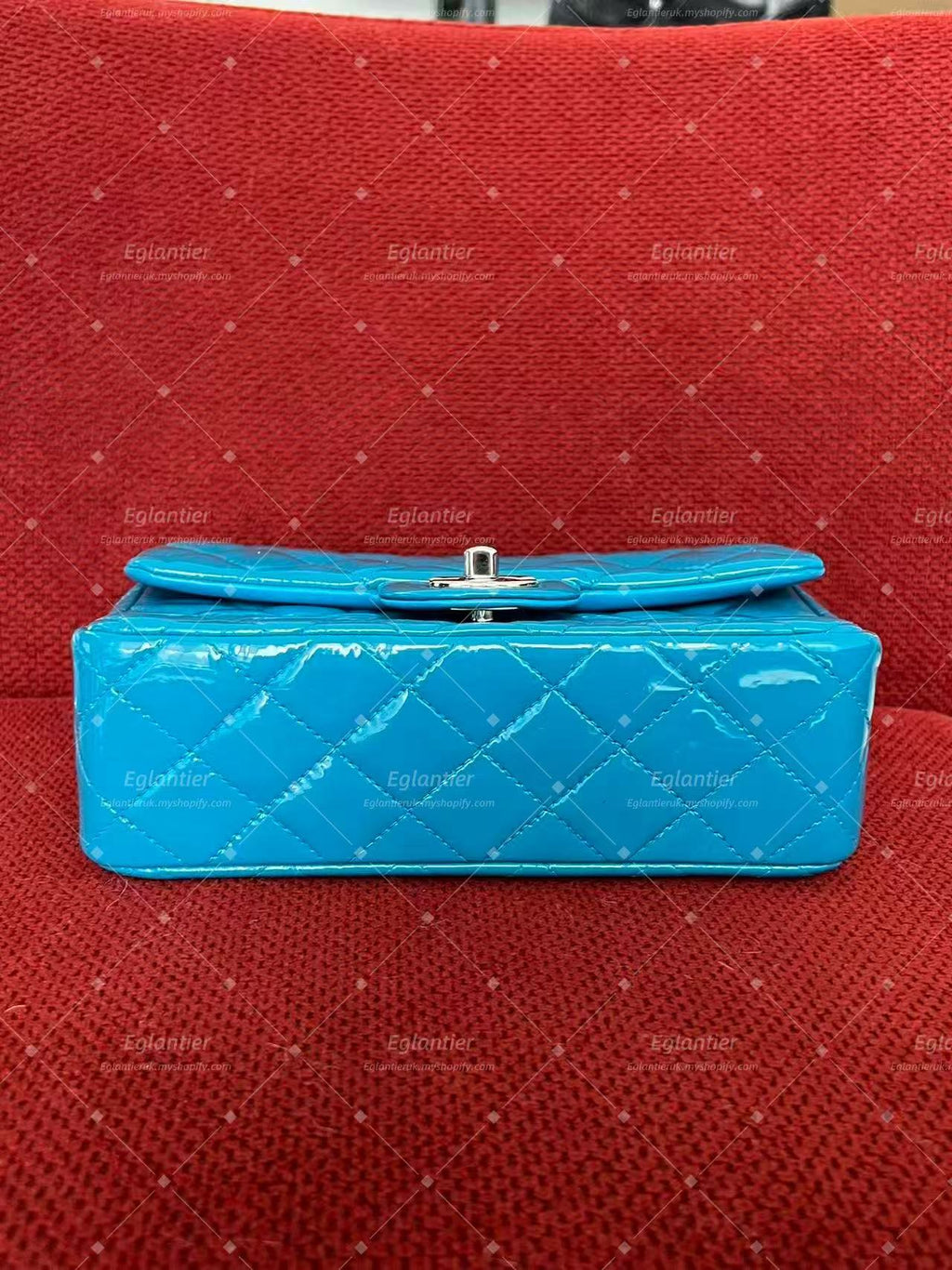 Chanel Timeless Classic flap mini rectangle patent blue