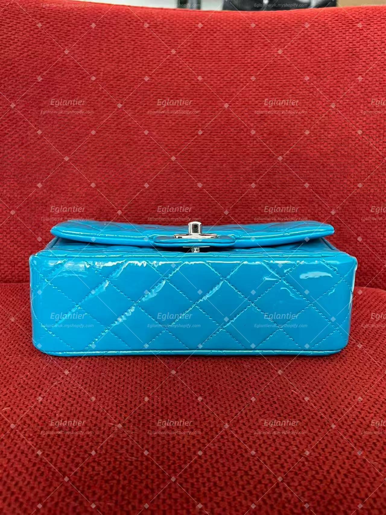 Chanel Timeless Classic flap mini rectangle patent blue