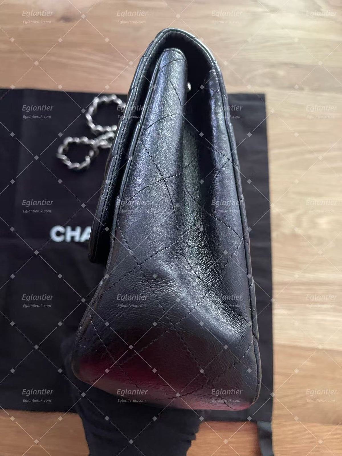 Chanel Timeless Classic single flap jumbo lambskin black silver hardware ID Card