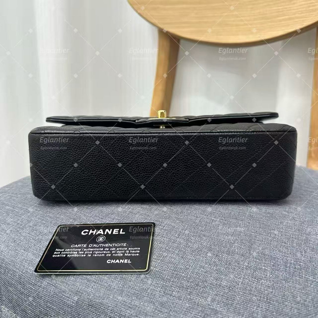 Chanel Timeless Classic Double Flap | Medium | Black Caviar | Gold Hardware | Pre-Owned| ID CARD