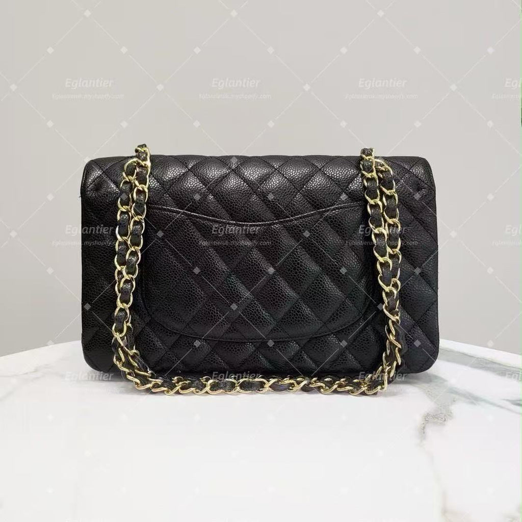 Chanel Timeless Classic double flap black medium caviar gold hardware with ID card