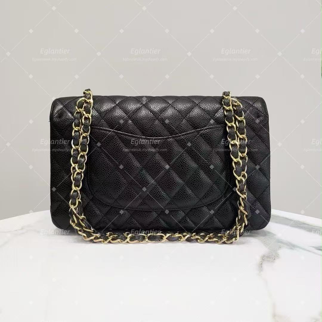 Chanel Timeless Classic double flap black medium caviar gold hardware with ID card