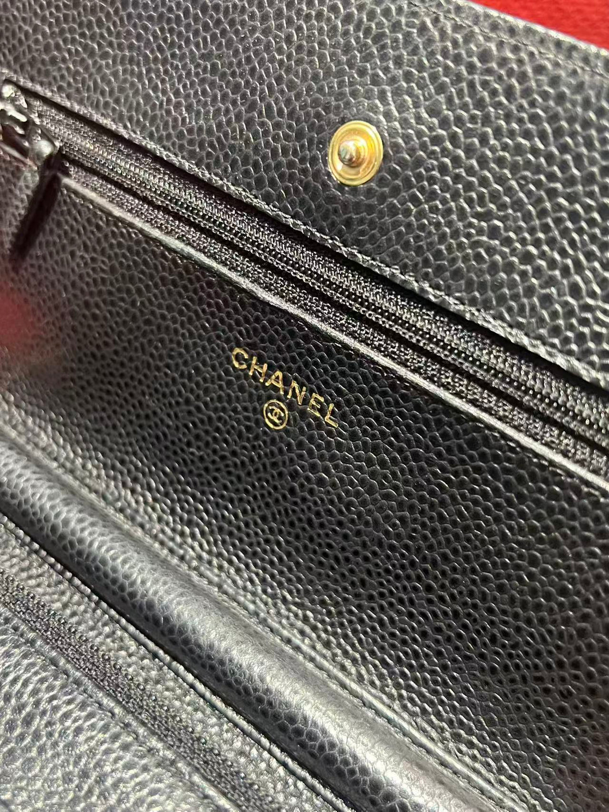 Chanel Timeless Wallet On Chain WOC caviar gold hardware