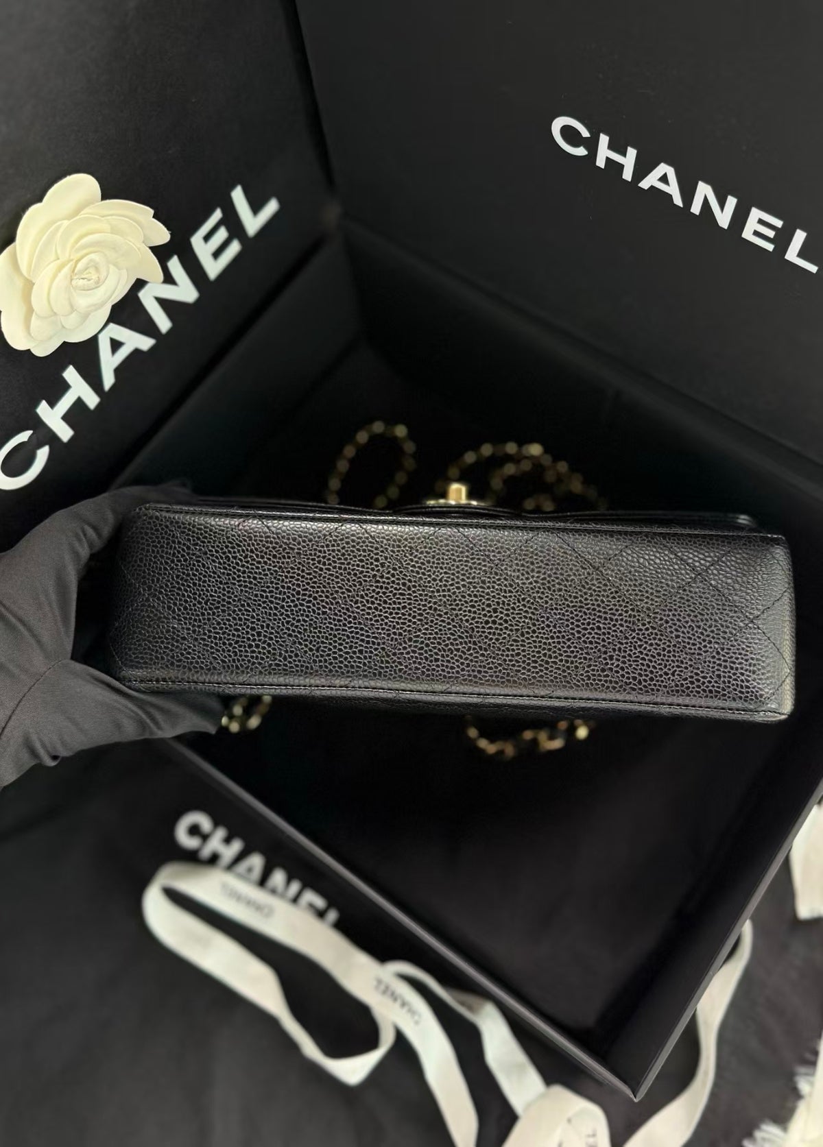 Chanel Timeless Classic Double Flap | Medium | Black Caviar | Gold Hardware | Microchip | Pre-Owned