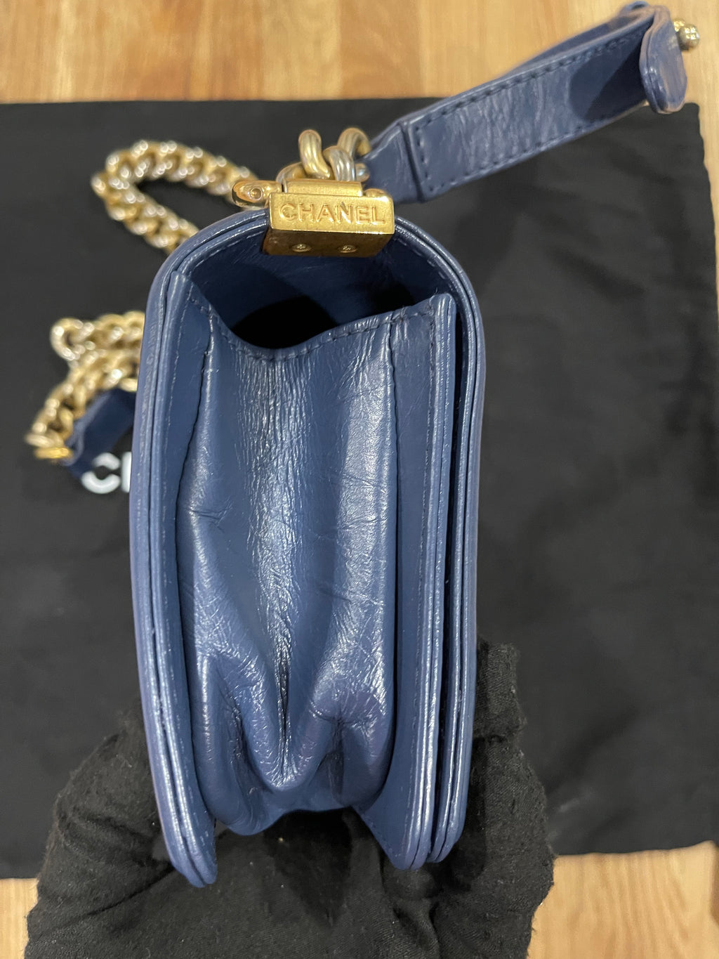 Chanel leboy small blue lambskin gold hardware