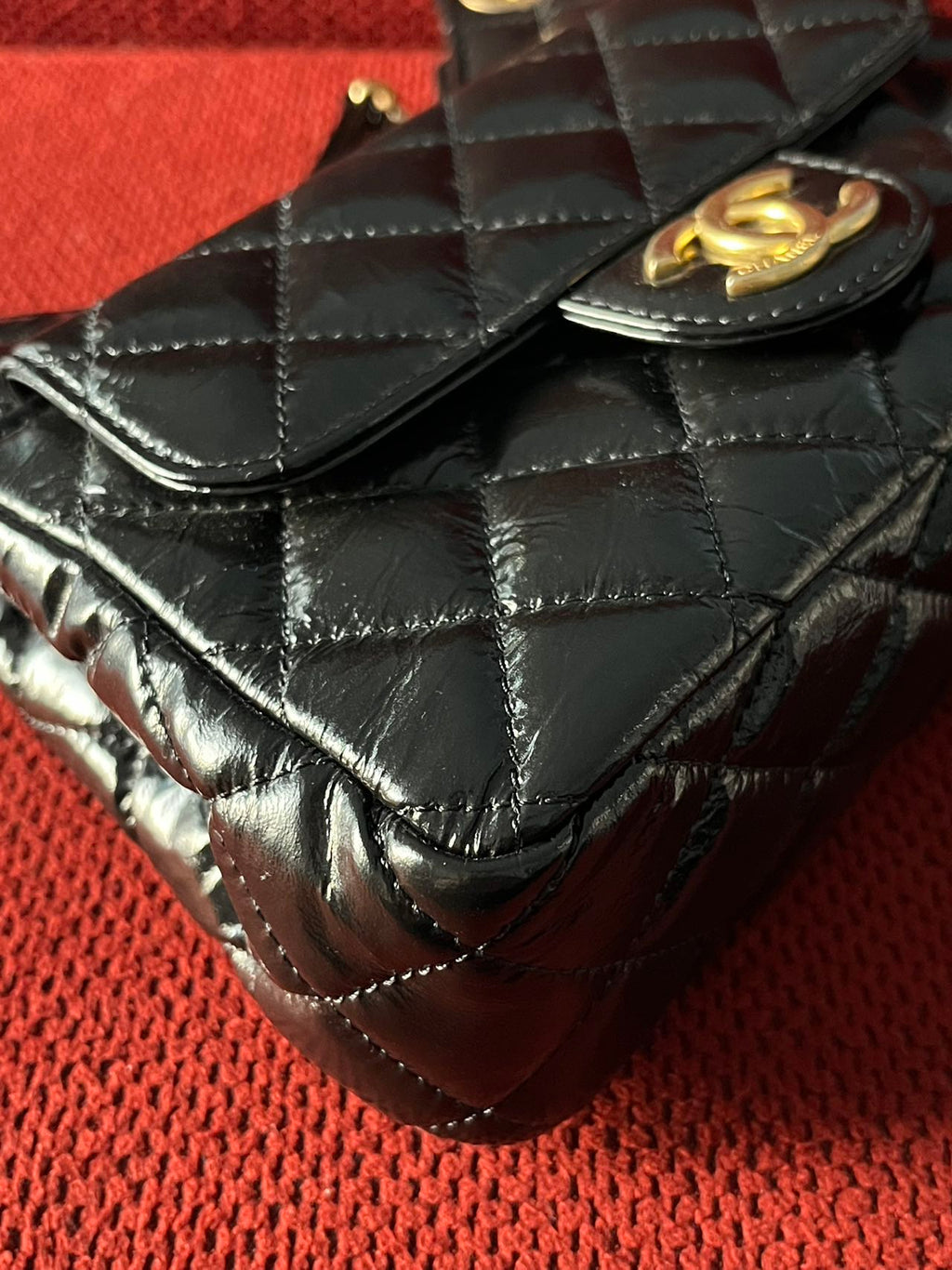 Chanel small hobo bag black crinkled calfskin gold hardware