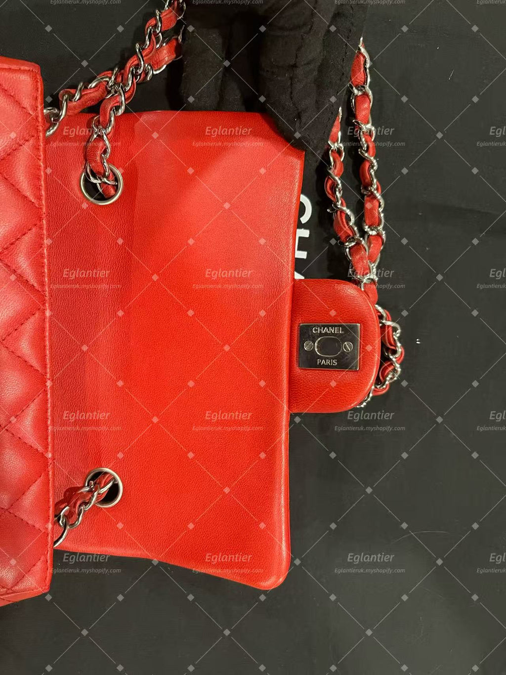 Chanel Timeless Classic flap mini rectangle lambskin red
