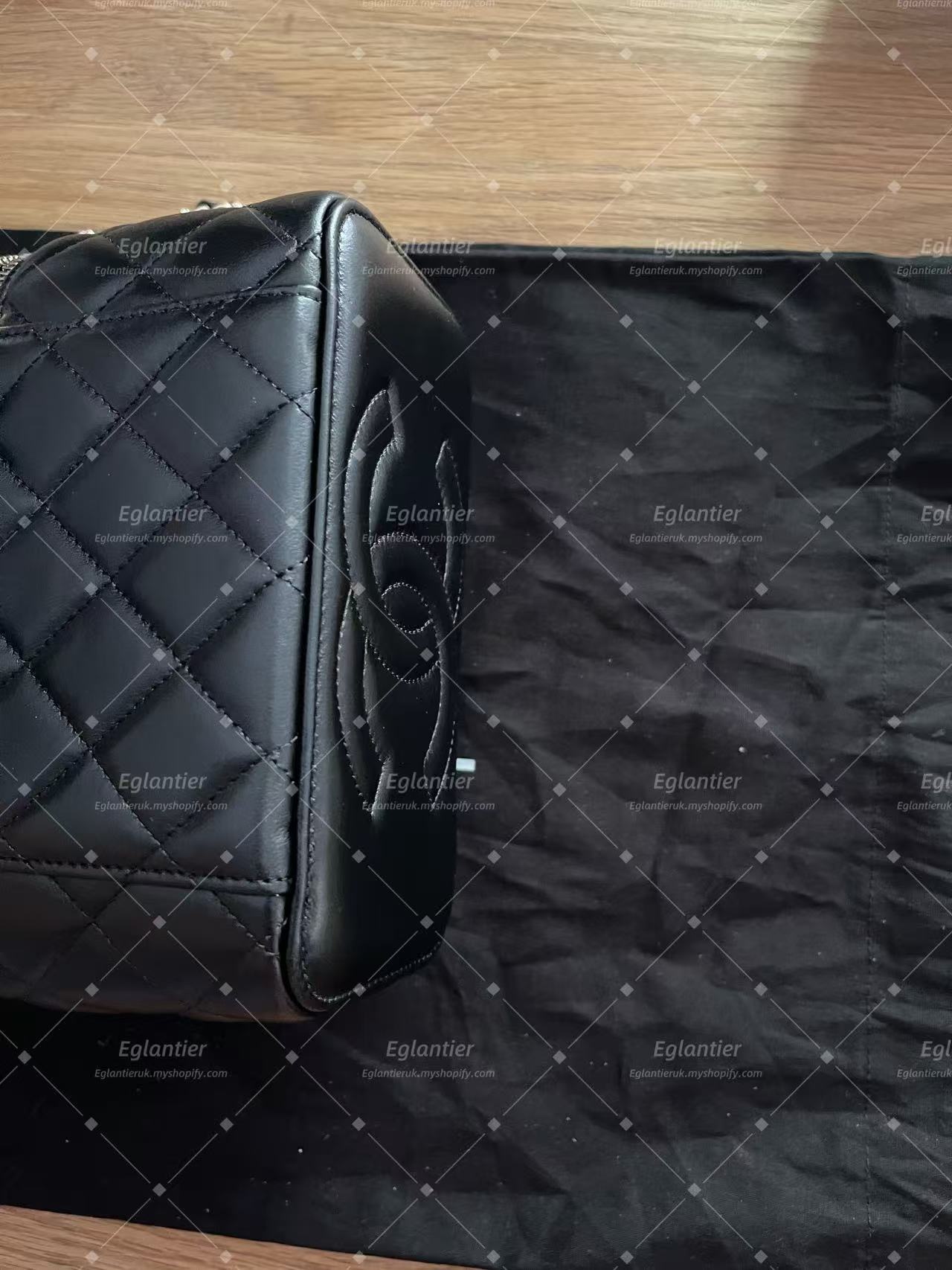 Chanel Black Quilted Chain Shoulder Crossbody Handbag Top Handle Bag