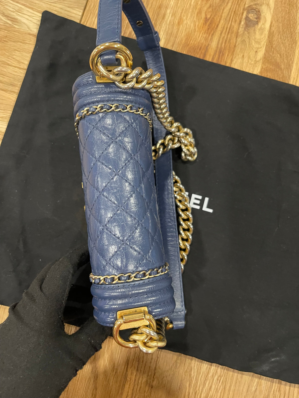 Chanel leboy small blue lambskin gold hardware