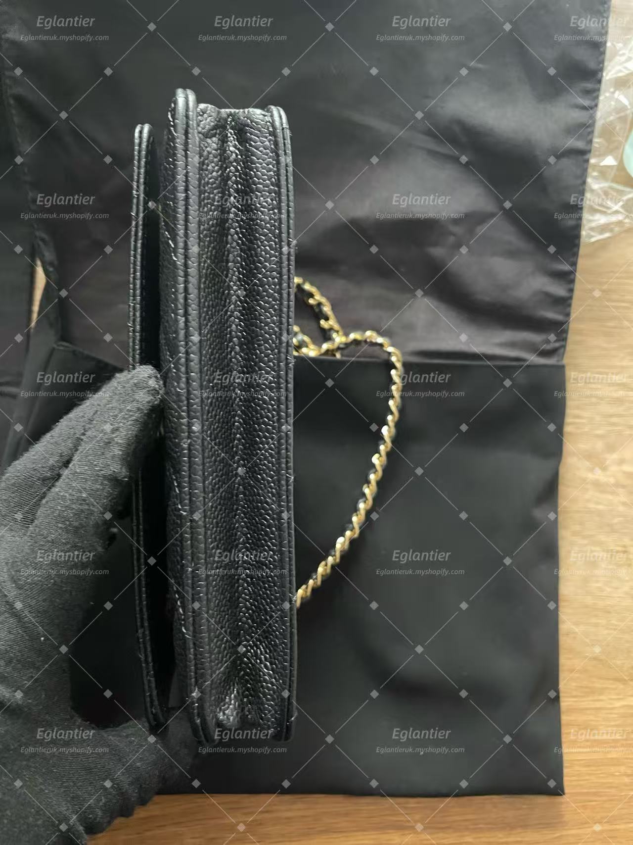 Chanel Timeless Wallet On Chain WOC caviar microchip gold hardware