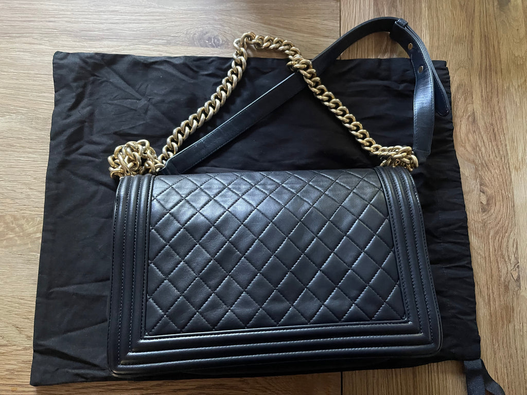 chanel leboy large black lambskin gold hardware
