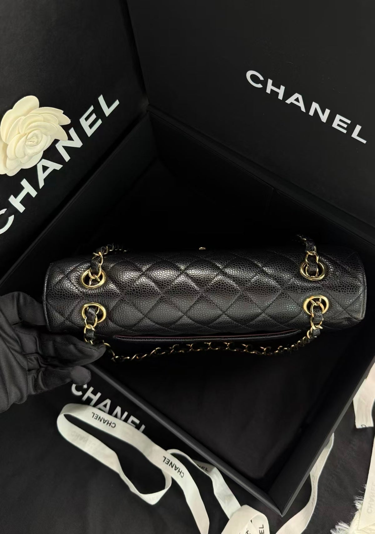 Chanel Timeless Classic Double Flap | Medium | Black Caviar | Gold Hardware | Microchip | Pre-Owned