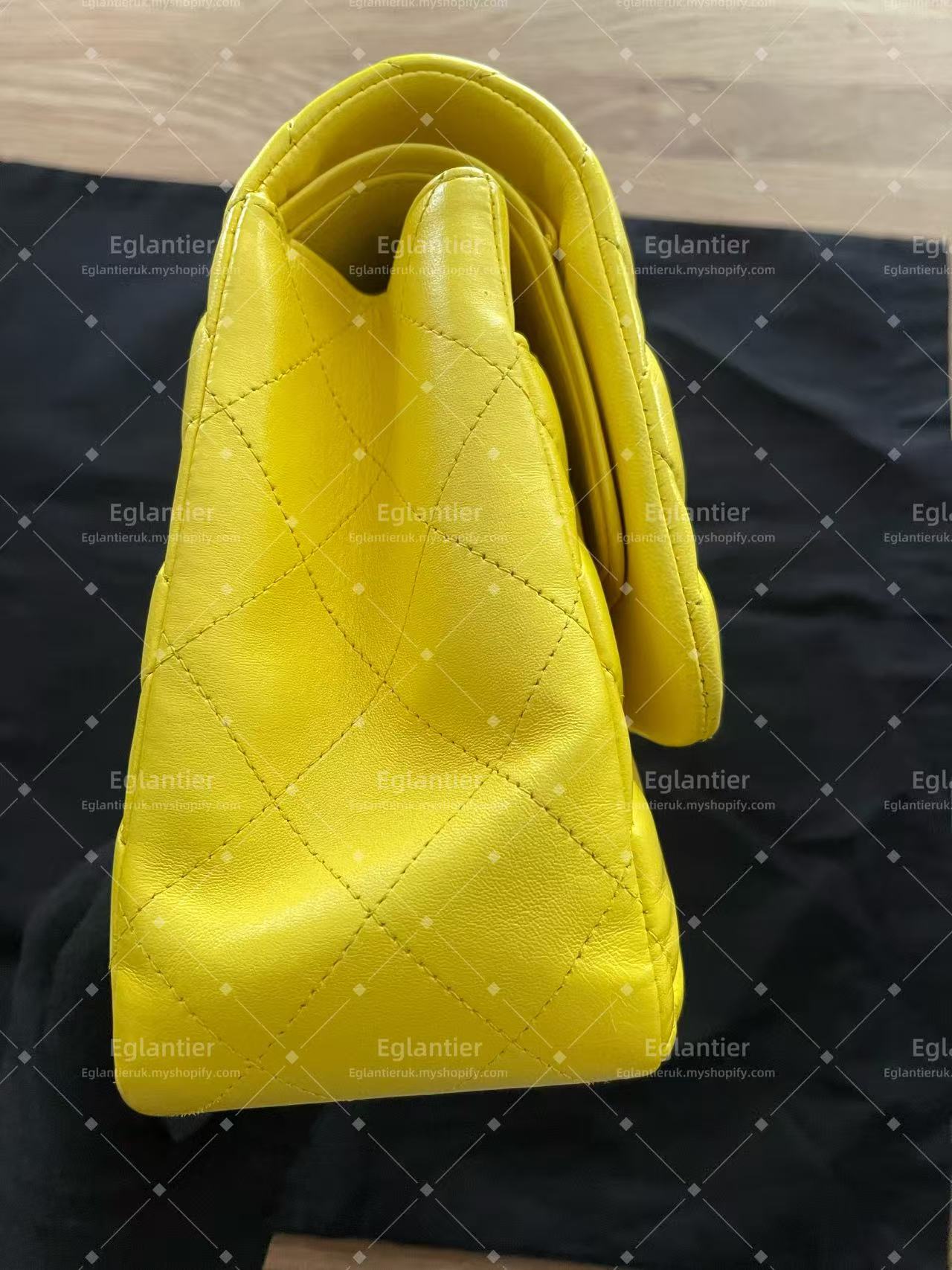Chanel Timeless Classic double flap jumbo lambskin gold harware yellow