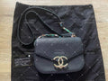 chanel small black flap bag with ID card gold hardware